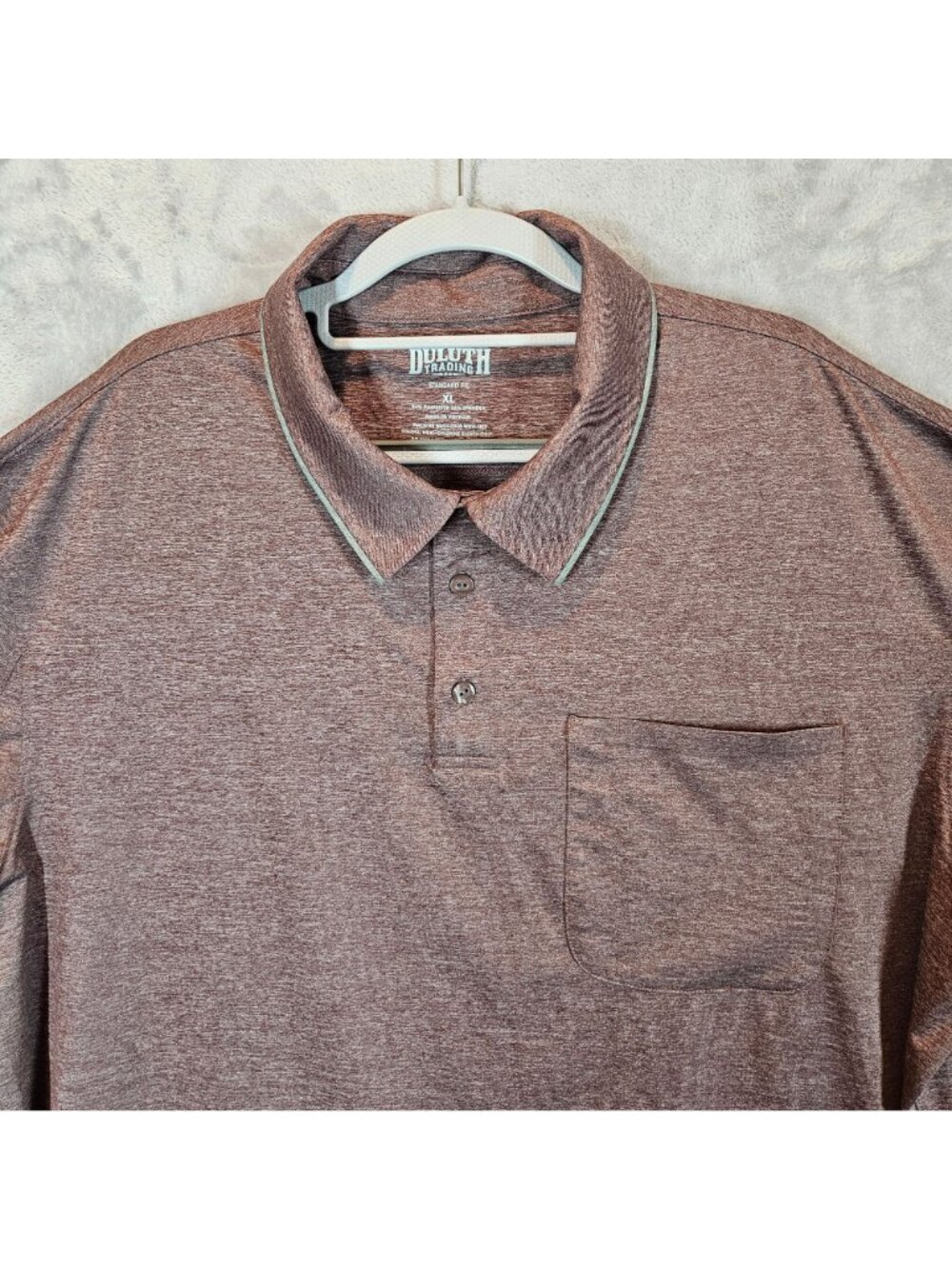 Duluth Trading Co Mens XL Polo Shirt Brown Heather Moisture Wicking golf office - Picture 6 of 13